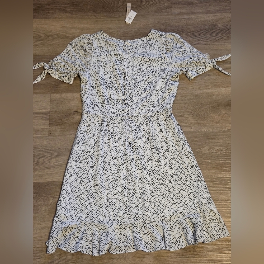 Banana Republic Black White Dot Puff Sleeve Mini Dress - Picture 3 of 8
